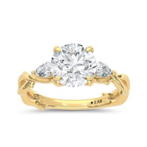 14K Yellow Gold Lab Grown Diamond 2 1/4 Ct.Tw. Round Shape Engagement Ring (Center 2 CT)