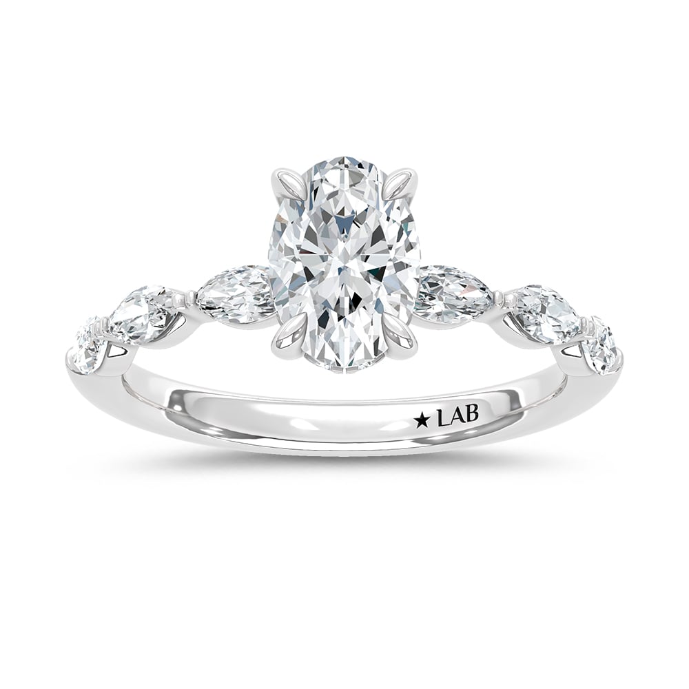 14K White Gold Lab Grown Diamond 1 1/2 Ct.Tw. Oval Shape Engagement Ring (Center 1 CT)
