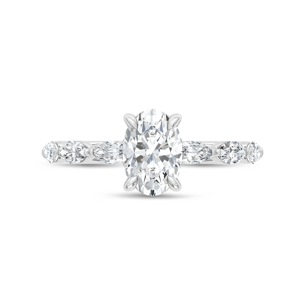 14K White Gold Lab Grown Diamond 1 1/2 Ct.Tw. Oval Shape Engagement Ring (Center 1 CT)
