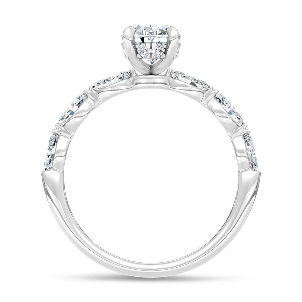 14K White Gold Lab Grown Diamond 1 1/2 Ct.Tw. Oval Shape Engagement Ring (Center 1 CT)