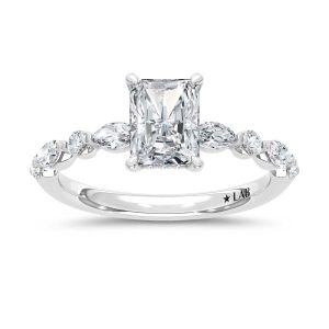 14K White Gold Lab Grown Diamond 1 3/8 Ct.Tw. Radiant Shape Engagement Ring (Center 1 CT)