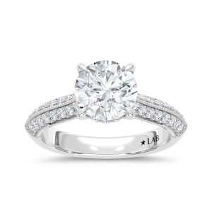 14K White Gold Lab Grown Diamond 2 1/2 Ct.Tw. Round Shape Engagement Ring (Center 2 CT)