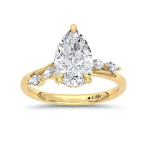 14K Yellow Gold Lab Grown Diamond 2 1/4 Ct.Tw. Pear Shape Engagement Ring (Center 2 CT)