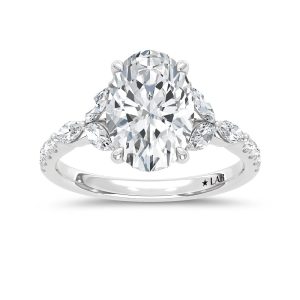 14K White Gold Lab Grown Diamond 3 1/2 Ct.Tw. Oval Shape Engagement Ring (Center 3 CT)