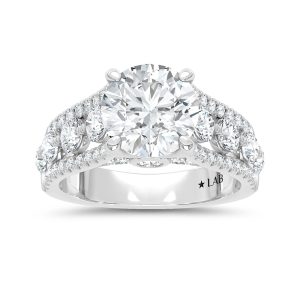 14K White Gold Lab Grown Diamond 4 3/4 Ct.Tw. Round Shape Engagement Ring (Center 3 CT)