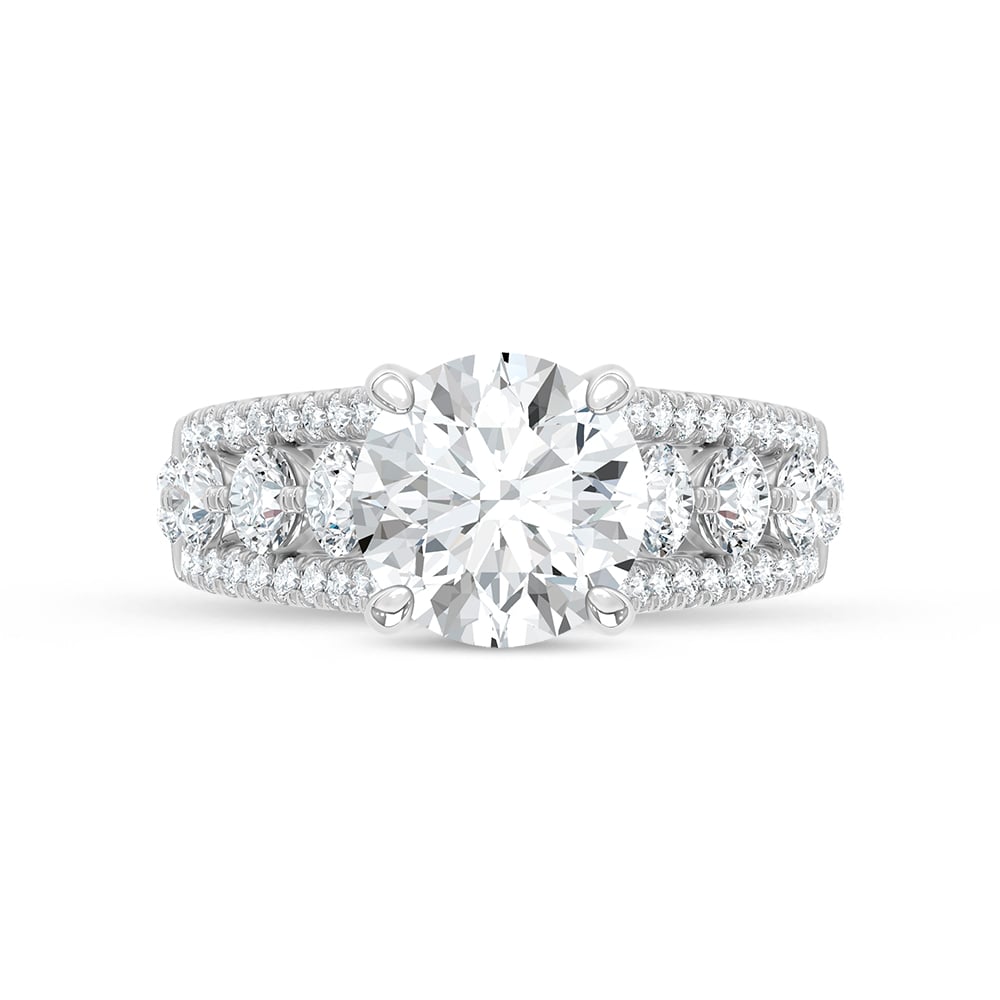 14K White Gold Lab Grown Diamond 4 3/4 Ct.Tw. Round Shape Engagement Ring (Center 3 CT)