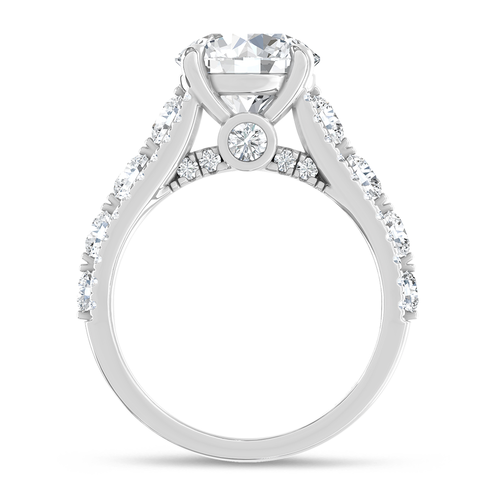 14K White Gold Lab Grown Diamond 4 3/4 Ct.Tw. Round Shape Engagement Ring (Center 3 CT)