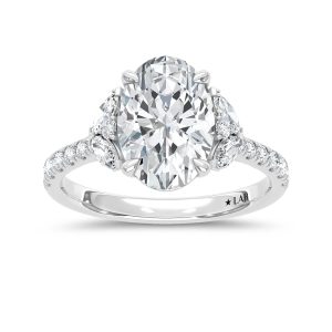 14K White Gold Lab Grown Diamond 3 1/2 Ct.Tw. Oval Shape Engagement Ring (Center 3 CT)
