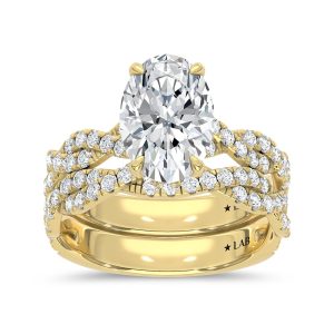 10K Yellow Gold Lab Grown Diamond 4 1/6 Ct.Tw. Oval Shape Bridal Ring (Center 3 Ctw)