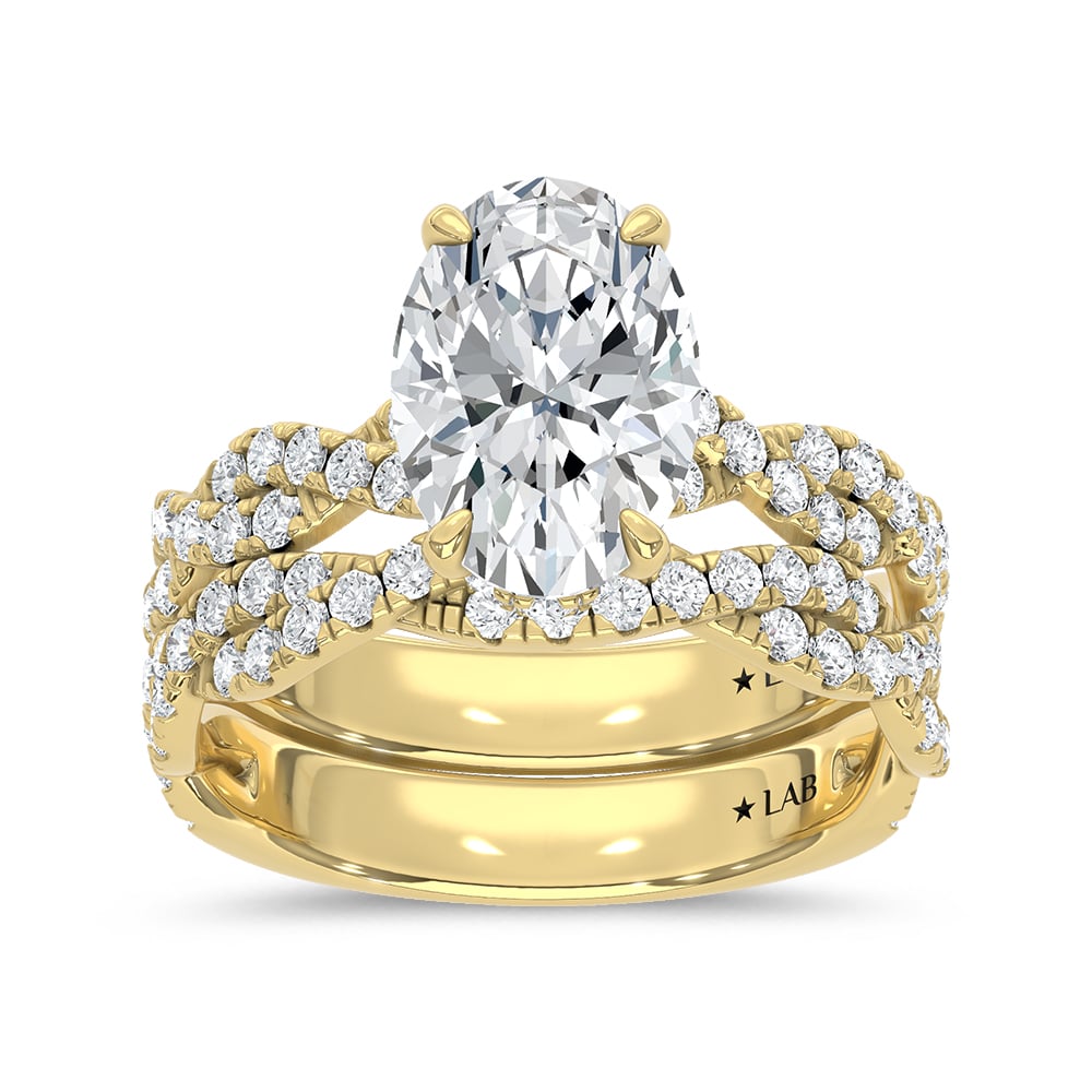 10K Yellow Gold Lab Grown Diamond 4 1/6 Ct.Tw. Oval Shape Bridal Ring (Center 3 Ctw)