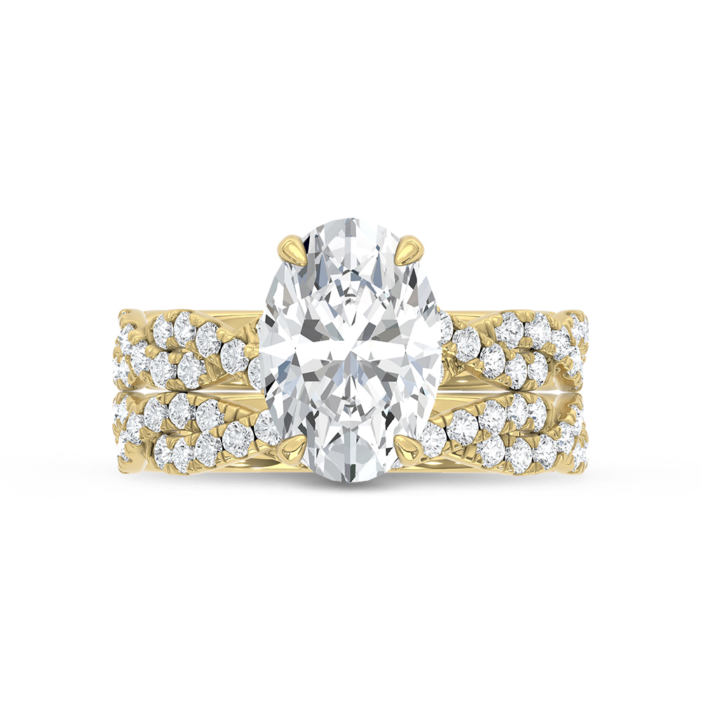 10K Yellow Gold Lab Grown Diamond 4 1/6 Ct.Tw. Oval Shape Bridal Ring (Center 3 Ctw)