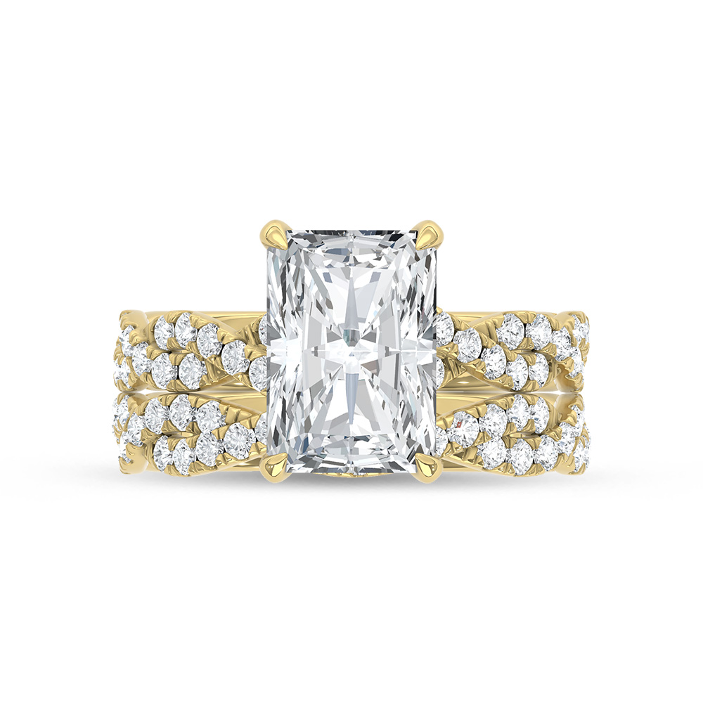 10K Yellow Gold Lab Grown Diamond 4 1/6 Ct.Tw. Radiant Shape Bridal Ring (Center 3 Ctw)