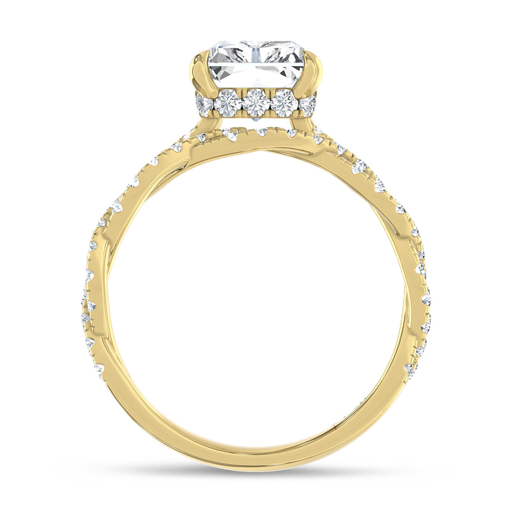 10K Yellow Gold Lab Grown Diamond 4 1/6 Ct.Tw. Radiant Shape Bridal Ring (Center 3 Ctw)