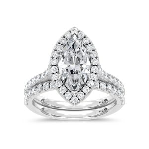 14K White Gold Lab Grown Diamond 3 Ct.Tw. Marquise Shape Bridal Ring (Center 2 Ctw)
