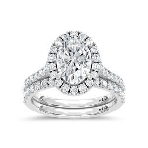 14K White Gold Lab Grown Diamond 3 Ct.Tw. Pear Shape Bridal Ring (Center 2 Ctw)