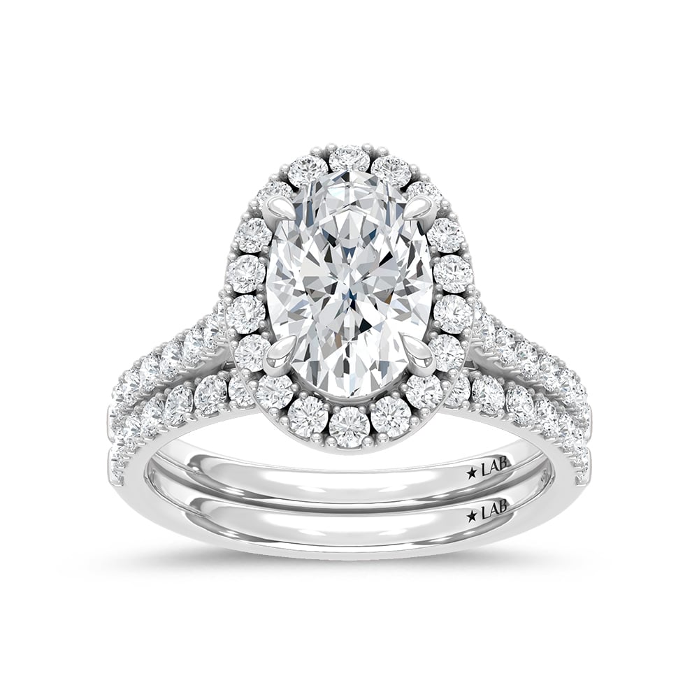 14K White Gold Lab Grown Diamond 3 Ct.Tw. Pear Shape Bridal Ring (Center 2 Ctw)
