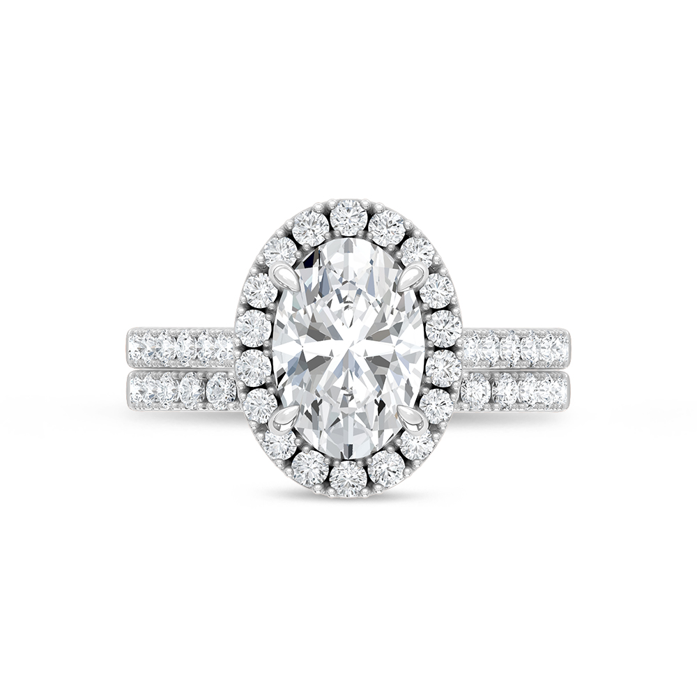 14K White Gold Lab Grown Diamond 3 Ct.Tw. Pear Shape Bridal Ring (Center 2 Ctw)
