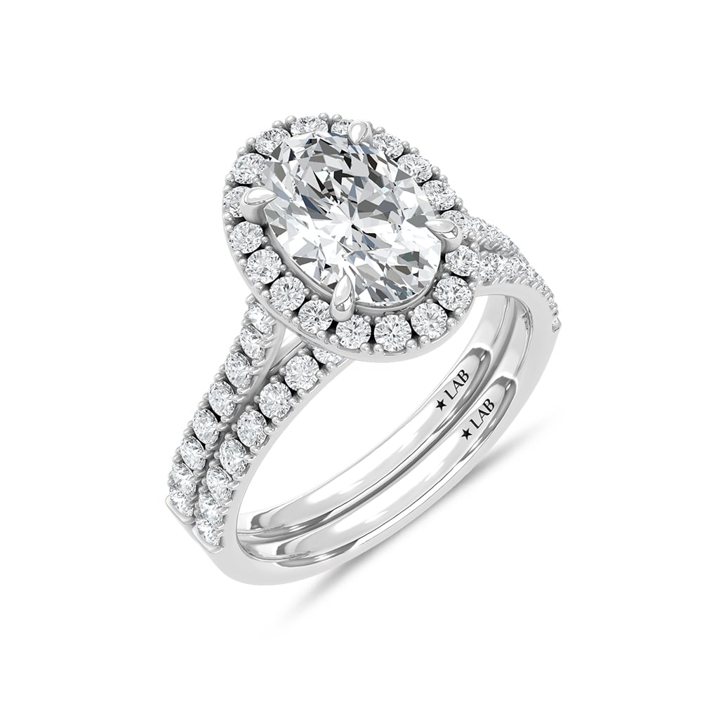 14K White Gold Lab Grown Diamond 3 Ct.Tw. Pear Shape Bridal Ring (Center 2 Ctw)