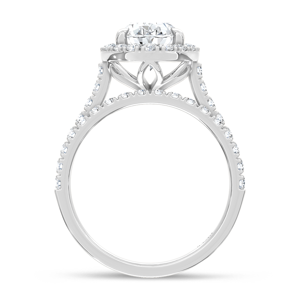14K White Gold Lab Grown Diamond 3 Ct.Tw. Pear Shape Bridal Ring (Center 2 Ctw)