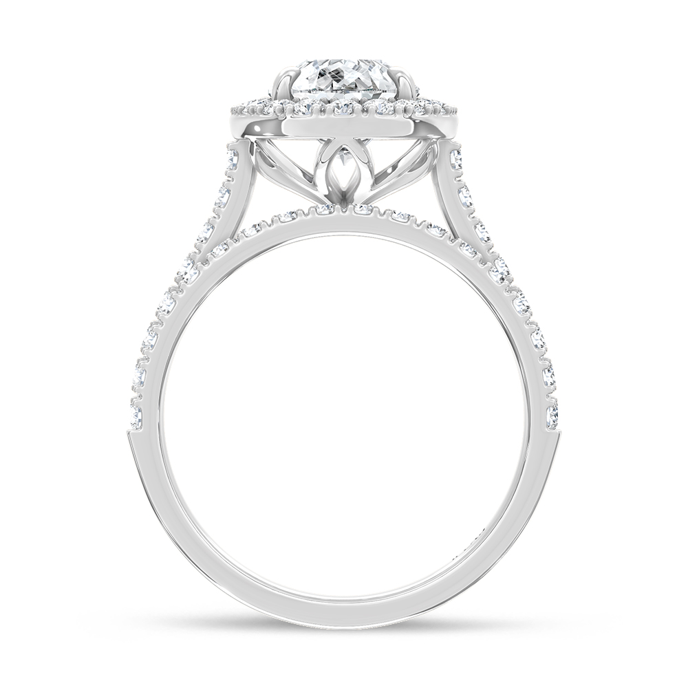 14K White Gold Lab Grown Diamond 3 Ct.Tw. Pear Shape Bridal Ring (Center 2 Ctw)