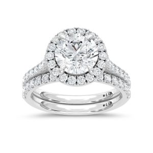 14K White Gold Lab Grown Diamond 3 Ct.Tw. Round Shape Bridal Ring (Center 2 Ctw)