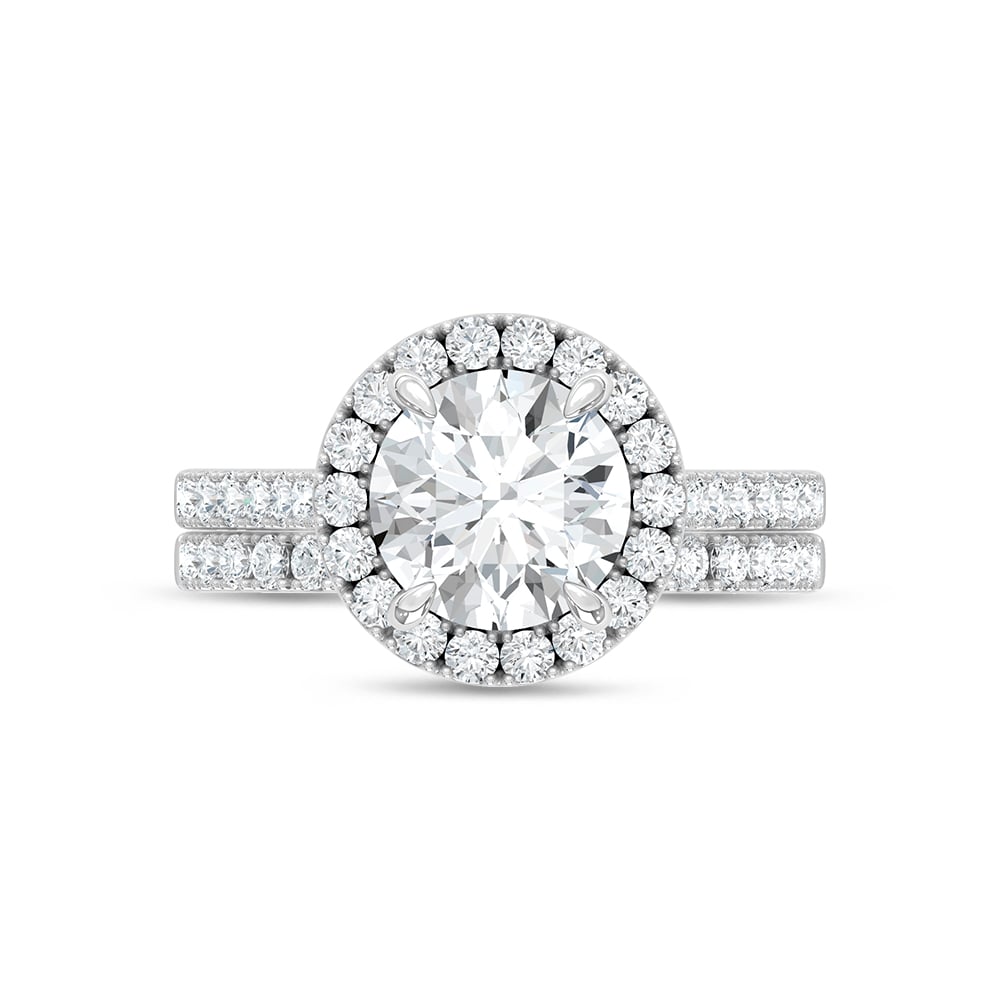 14K White Gold Lab Grown Diamond 3 Ct.Tw. Round Shape Bridal Ring (Center 2 Ctw)