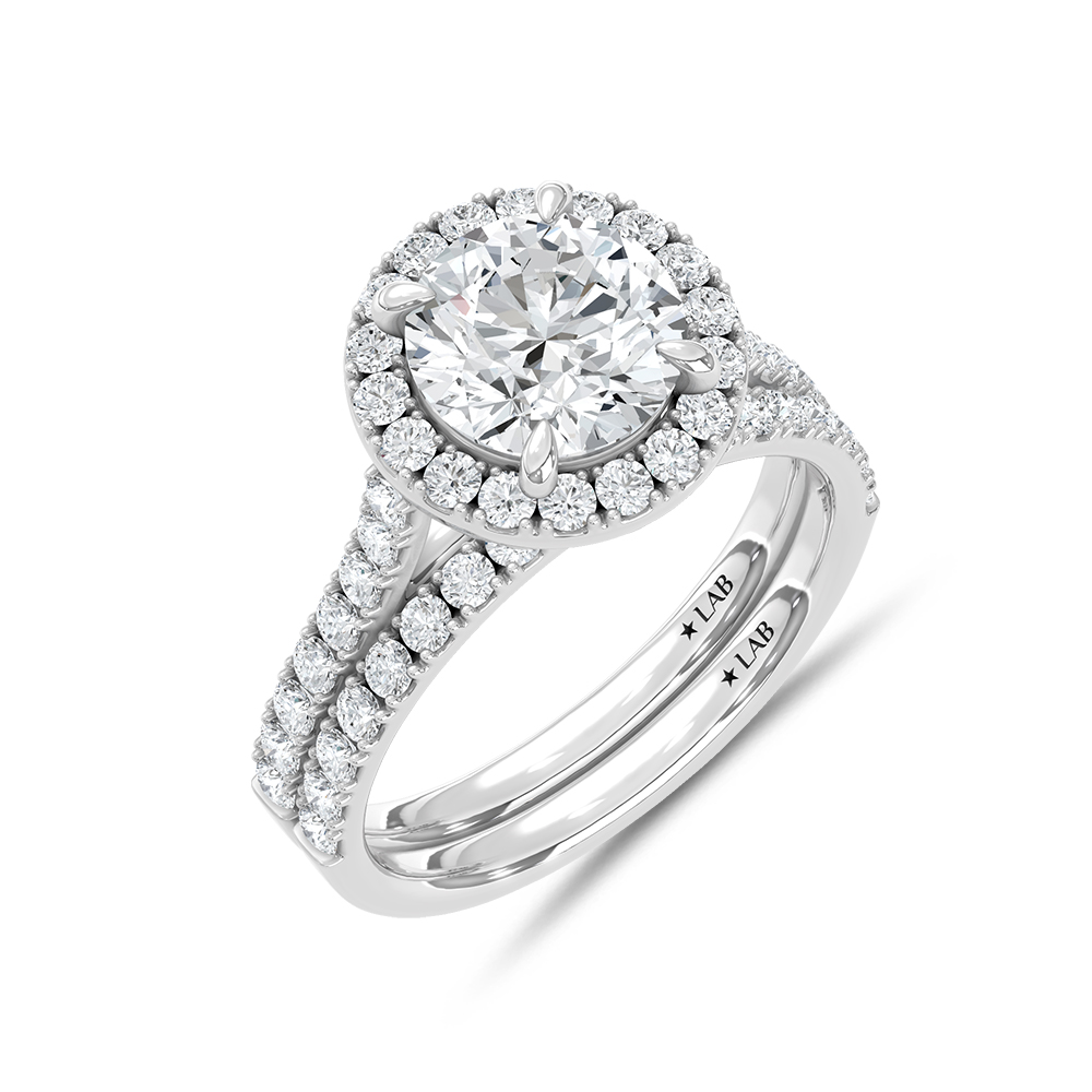 14K White Gold Lab Grown Diamond 3 Ct.Tw. Round Shape Bridal Ring (Center 2 Ctw)