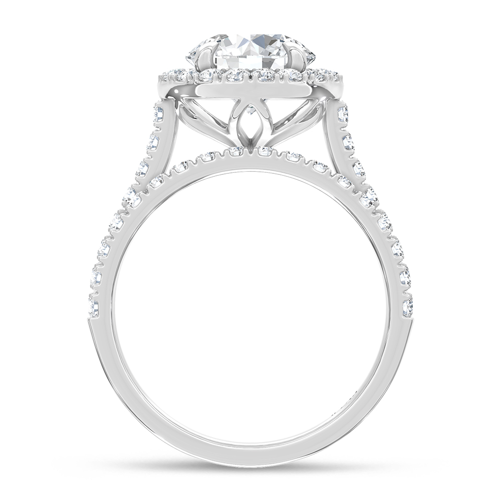 14K White Gold Lab Grown Diamond 3 Ct.Tw. Round Shape Bridal Ring (Center 2 Ctw)