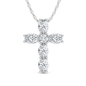 14K White Gold Lab Grown Diamond 1 1/6 Ct.Tw. Cross Pendant