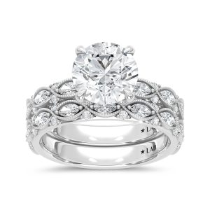 14K White Gold Lab Grown Diamond 2 5/8 Ct.Tw. Round Shape Bridal Ring (Center 2 Ctw)