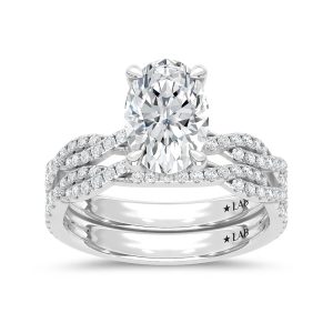 14K White Gold Lab Grown Diamond 2 3/4 Ct.Tw. Oval Shape Bridal Ring (Center 2 Ctw)