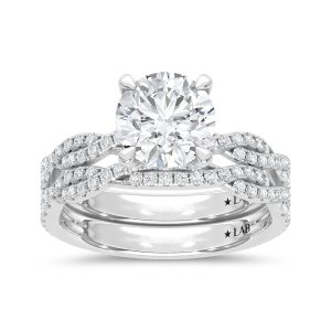 14K White Gold Lab Grown Diamond 2 3/4 Ct.Tw. Round Shape Bridal Ring (Center 2 Ctw)