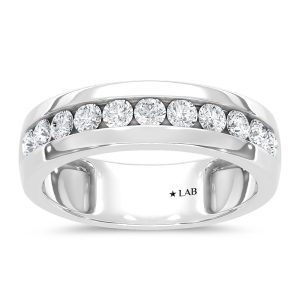 10K White Gold Lab Grown Diamond 1 Ct.Tw. 11 Stone Mens Machine Band