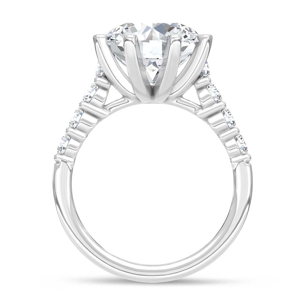 14K White Gold Lab Grown Diamond 5 3/4 Ct.Tw. IGI Certified Round Shape Engagement Ring (Center 5 CT)