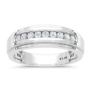 10K White Gold Lab Grown Diamond 1/4 Ct.Tw. Mens Machine Band