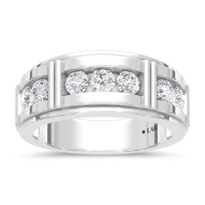 10K White Gold Lab Grown Diamond 1 Ct.Tw. Mens Machine Band