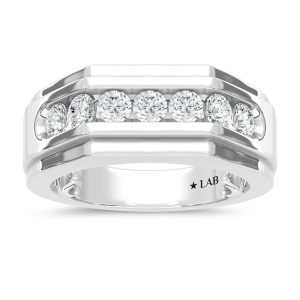 14K White Gold Lab Grown Diamond 1 Ct.Tw. Mens Machine Band