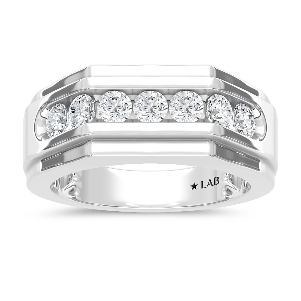 14K White Gold Lab Grown Diamond 1 Ct.Tw. Mens Machine Band