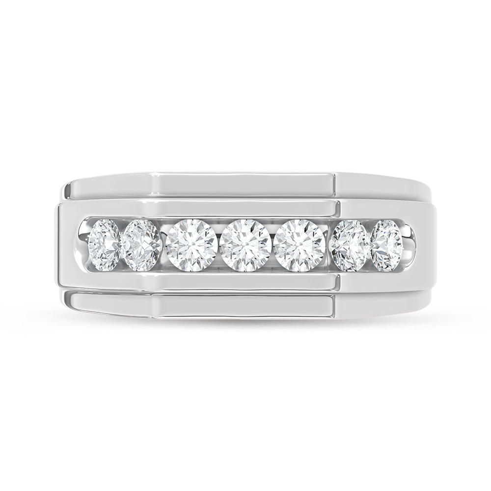 14K White Gold Lab Grown Diamond 1 Ct.Tw. Mens Machine Band