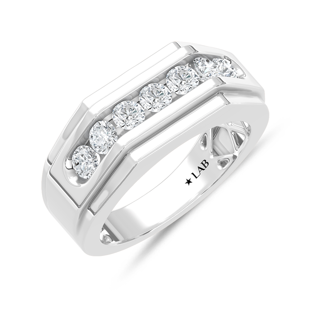 14K White Gold Lab Grown Diamond 1 Ct.Tw. Mens Machine Band