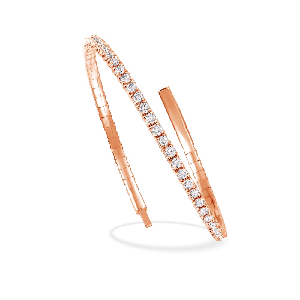 Lab Grown Diamond 2 1/4 Ct.Tw. Full Eternity Flexible Bangle in 14K Rose Gold (Size 6.75)