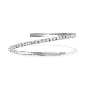 Lab Grown Diamond 1 1/2 Ct.Tw. Half Way Flexible Bangle in 14K White Gold (Size 6.75)