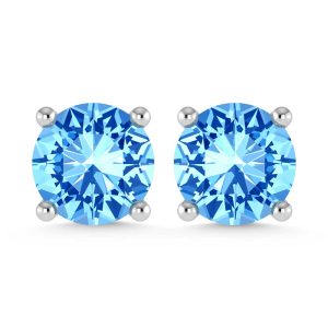 14K White Gold Lab Grown Blue Diamond 1/5 Ct.Tw. Stud Earrings