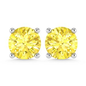 14K White Gold Lab Grown Yellow Diamond 3/8 Ct.Tw. Stud Earrings