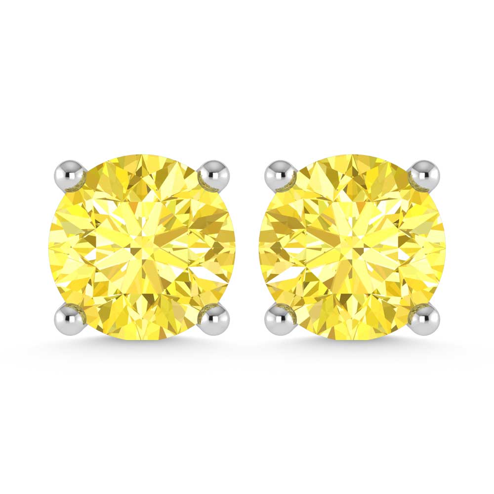 14K White Gold Lab Grown Yellow Diamond 3/8 Ct.Tw. Stud Earrings