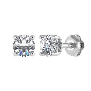 14K White Gold Lab Grown Diamond 2 Ct.Tw. IGI certified VS F+ Solitaire Studs (Available in 2ct to 4ct)