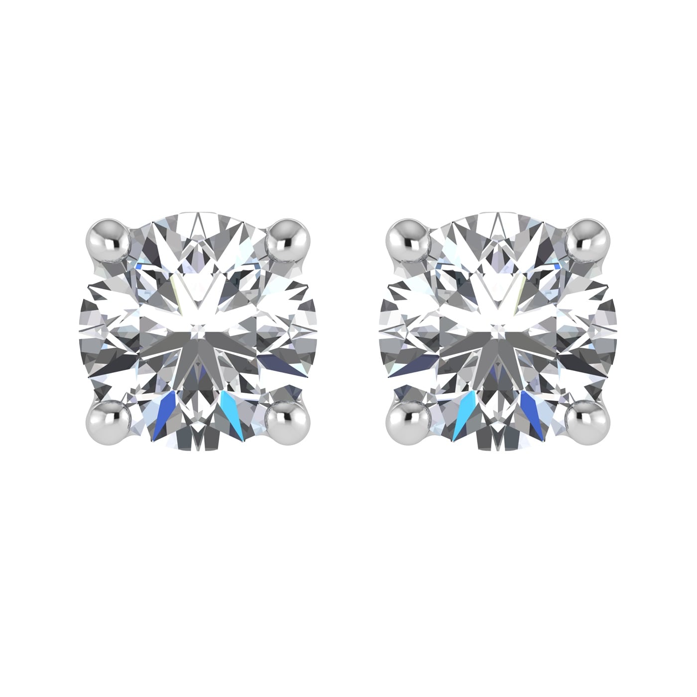 14K White Gold Lab Grown Diamond 1/6 Ct.Tw. Starlab Certified VS F+ Solitaire Studs (Available in 0.10ct to 4ct)