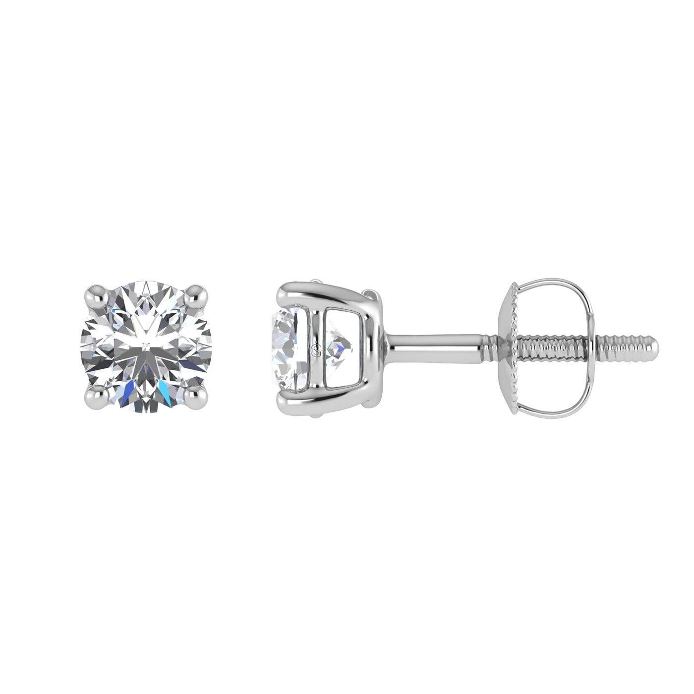 14K White Gold Lab Grown Diamond 2 Ct.Tw. IGI certified VS F+ Solitaire Studs (Available in 2ct to 4ct)
