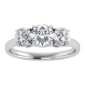14K White Gold Lab Grown Diamond 1 Ct.Tw. Three Stone Engagement Ring