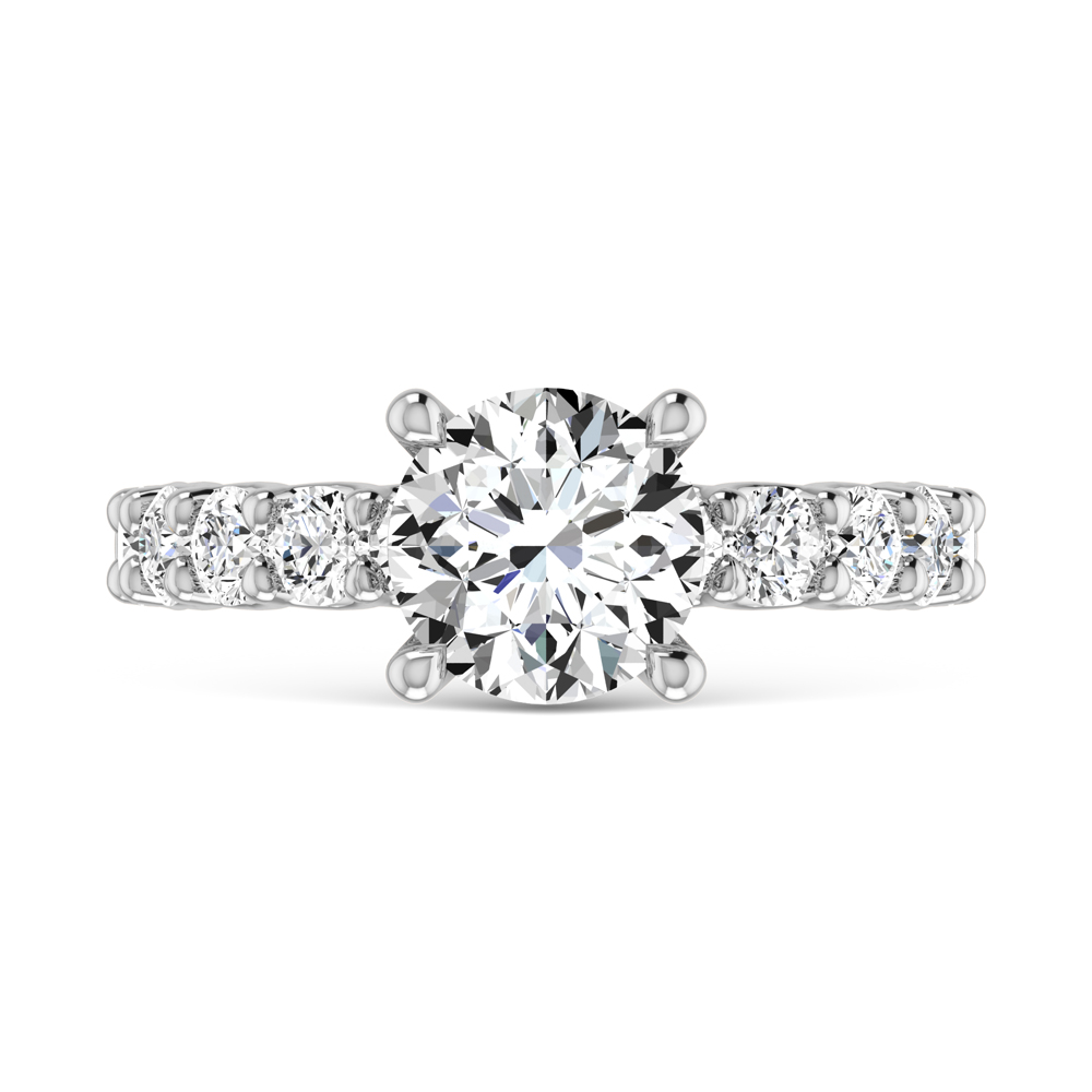 14K White Gold Lab Grown Diamond 2 Ct.Tw. Round Shape Halfway Engagement Ring (IGI Certified Center 1 1/2 CT)